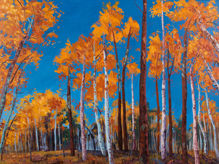 Orange, Blue, Autumn_Colorado, Oil_painting, landscape
